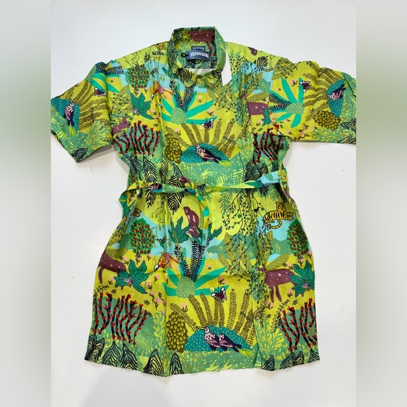 Vilebrequin Women Linen Shirt Dress Jungle Rousseau Medium 100% Linen